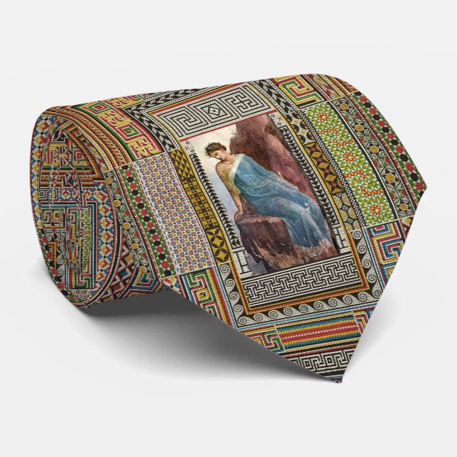 CRAVATE FIGURE ROMAINE ANTIQUE AVEC MOSAÏQUES POMPEII (Roulé)