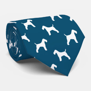 Cravate Fil Fox Terrier Chien Silhouettes Motif bleu