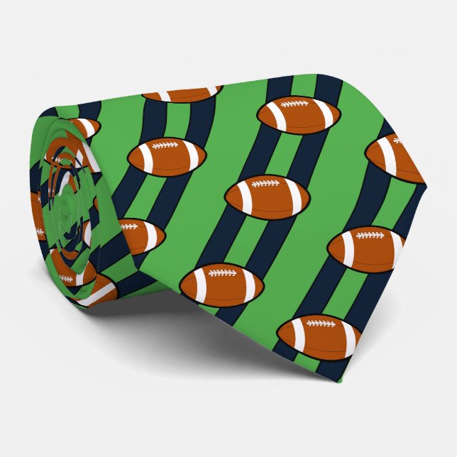 Cravate Filets Vert Et Bleu De Football (Roulé)