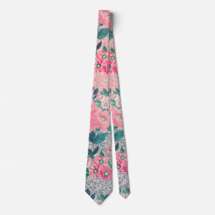 Cravate Fille Floral & Pink Silver Ombre Parties scintilla