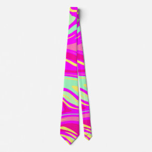 Cravate Flacons de Monnaie Magenta Rose Vert et Jaune