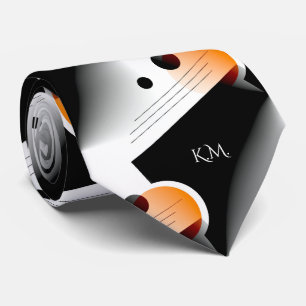 Cravate Flamboyant Moderne Orange Géométrique Chic Monogra