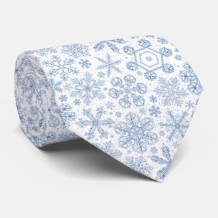 Cravate Fléchettes de neige grises sur blanc