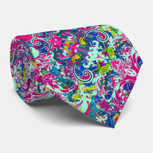 Cravate Fleur abstraite colorée vintage