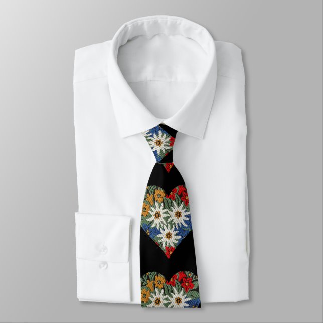 Cravate Fleur alpine en forme de coeur Edelweiss (Attaché)