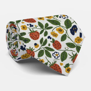 Cravate Fleur de Fraisier & Pensée