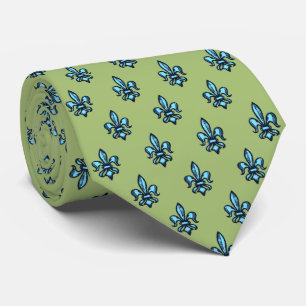 Cravate Fleur de lis Heraldique Moss Vert Deux côtés