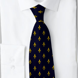 Cravate Fleur De Lis Marine Bleu Classique