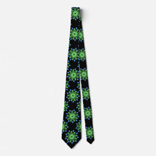 Cravate Fleur de néon vert et bleu