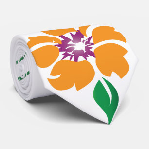 Cravate Fleur et feuille orange Abstraits