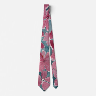 Cravate Fleur floral aquarelle Bourgogne et ardoise