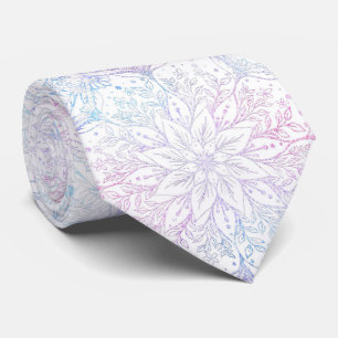 Cravate Fleur Mandala bleu rose magique