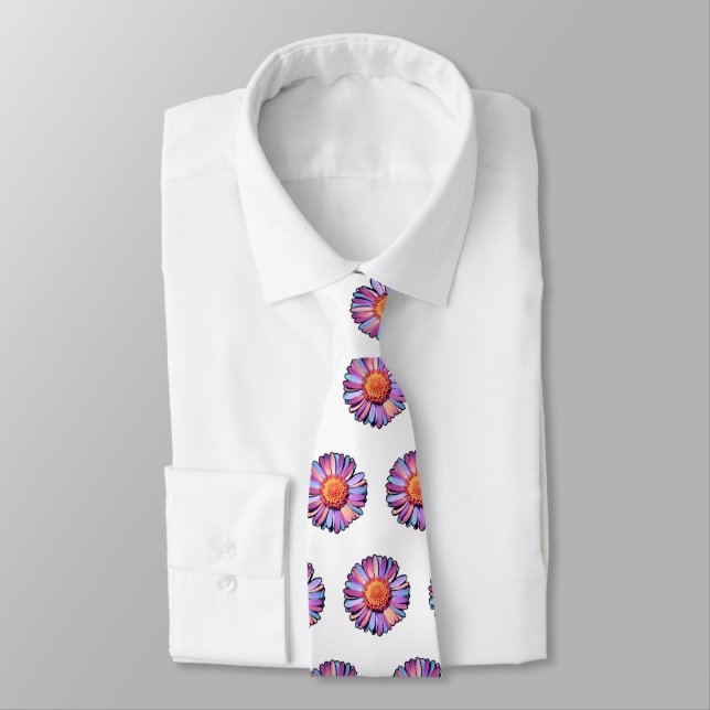 Cravate Fleur mignonne violet rose bleu Boho Daisy Bisexua (Attaché)