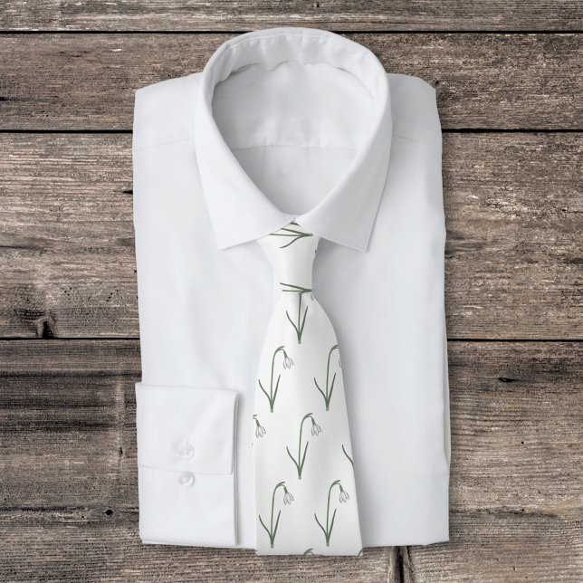 Cravate Fleur pastel botanique Snowdrop (Botanical Snowdrop Neck Tie)