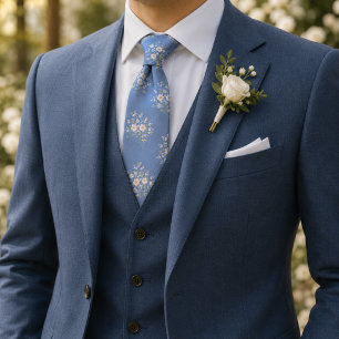 Cravate Fleur Poudre Bleue Ditsy