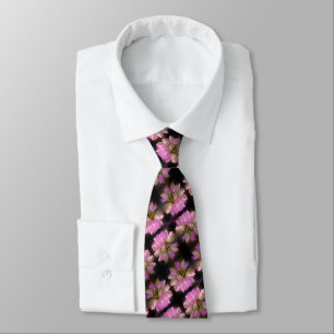 Cravate Fleur Rose Et Blanc Fermer Motif