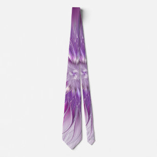 Cravate Fleur Rose Violet Passion Abstraite Art Fractal