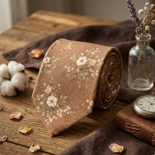 Cravate Fleur Rustique Marron