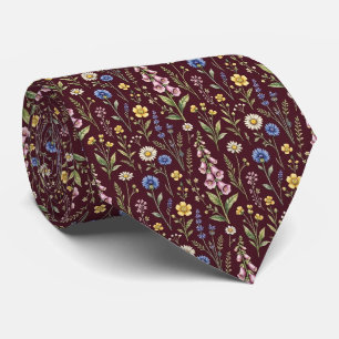 Cravate Fleur sauvage fausse soie Gentleman jardin angla