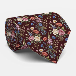 Cravate Fleur sauvage fausse soie Gentleman jardin angla