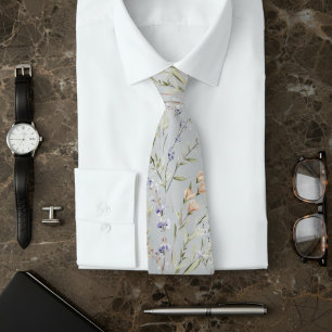 Cravate Fleur sauvage gris clair