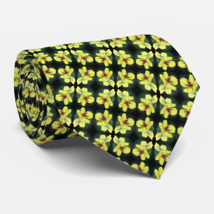 Cravate Fleur sauvage jaune délicat Art Abstrait