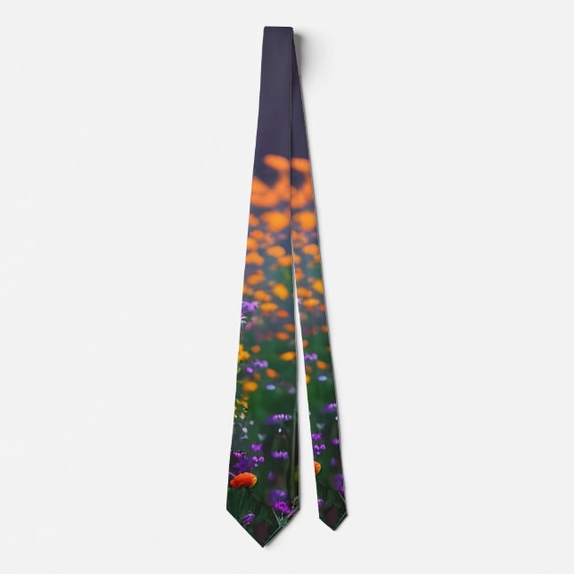 Cravate Fleur sauvage, violet, orange (Devant)