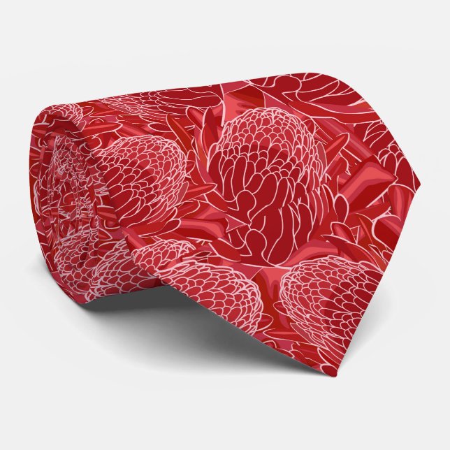 Cravate Fleur tropicale de gingembre rouge (Roulé)