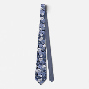 Cravate Fleurs à pointes bleu gris élégant et inhabituel