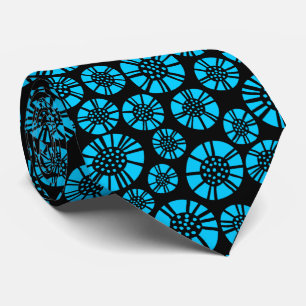 Cravate Fleurs Abstraites 031023 - Ciel bleu sur noir