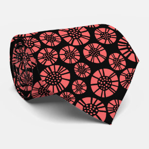 Cravate Fleurs Abstraites 031023 - Rose tropicale sur noir