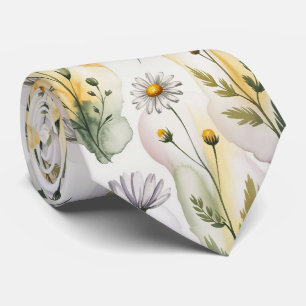 Cravate Fleurs aquarelles pastel doux