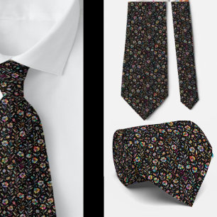 Cravate Fleurs arc-en-ciel rétro de luxe