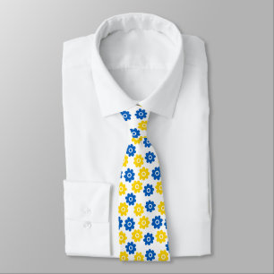 Cravate Fleurs bleu et jaune