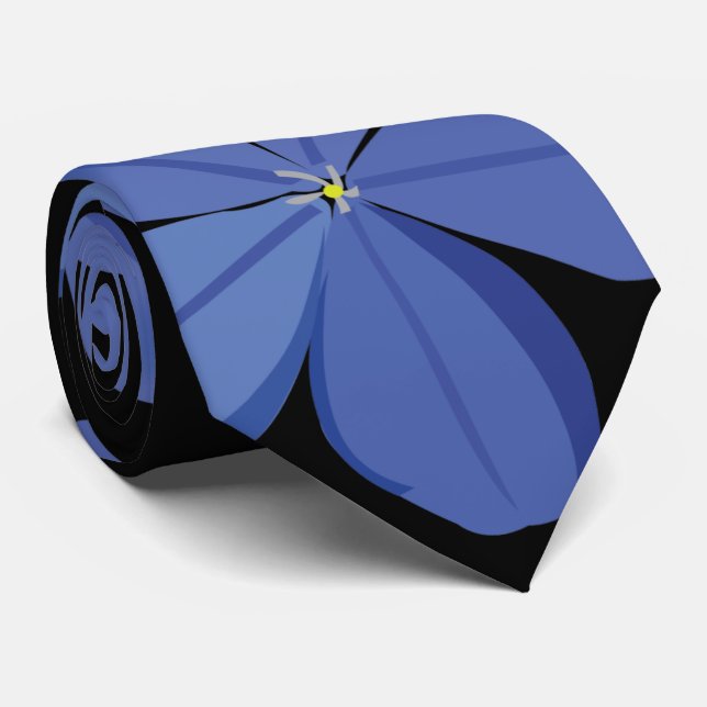 Cravate Fleurs bleu Plumbago (Roulé)