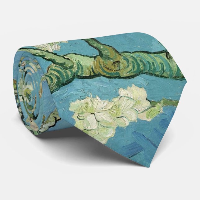 Cravate Fleurs d'amandes par van Gogh (Roulé)