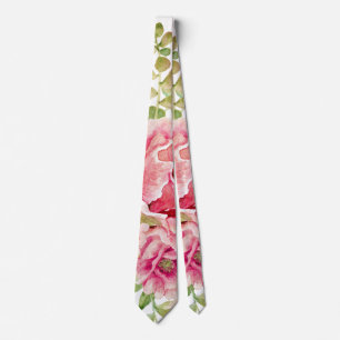 Cravate Fleurs de cactus d'aquarelle rose, succulentes