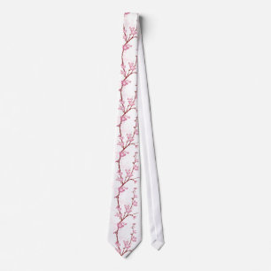 Cravate Fleurs de cerisier japonaises, fleur rose douce,