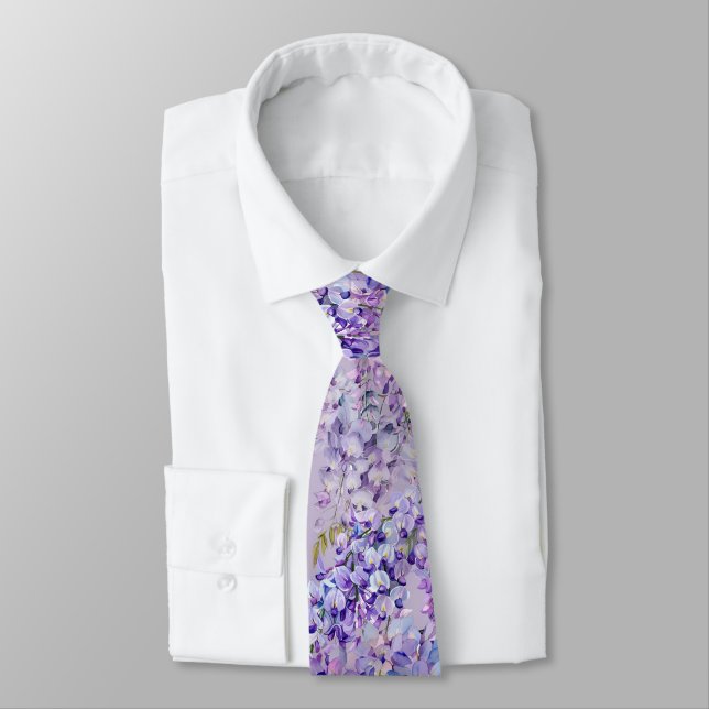 Cravate fleurs de glycine (Attaché)