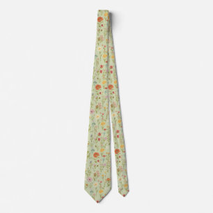 Cravate fleurs de jardin aquarelle Fleur sauvage Prairie d