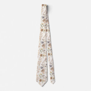 Cravate fleurs de jardin aquarelle Fleur sauvage Prairie d