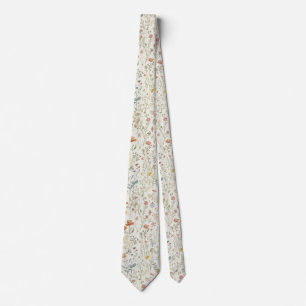 Cravate fleurs de jardin aquarelle Fleur sauvage Prairie d