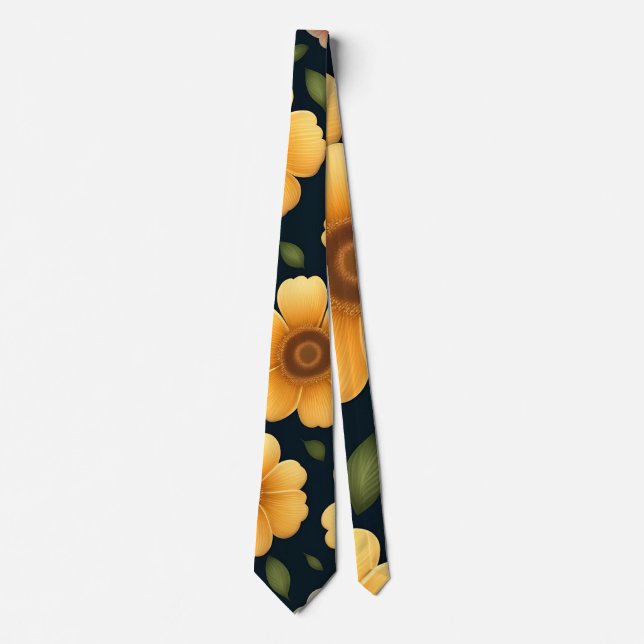 Cravate Fleurs de jonquille Jaune Motif Floral (Devant)
