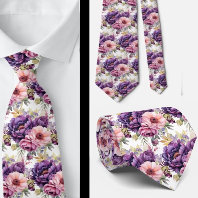 Cravate Fleurs de lavande et rose (Créateur téléchargé)