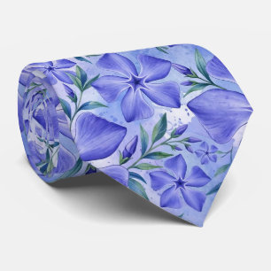 Cravate Fleurs de Pervenche Bleu Violet Fleurs de Vinca