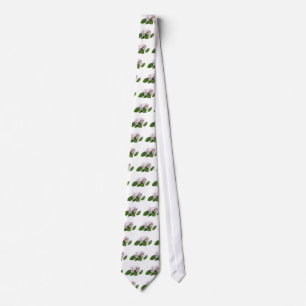 Cravate fleurs de pomme et feuilles verts
