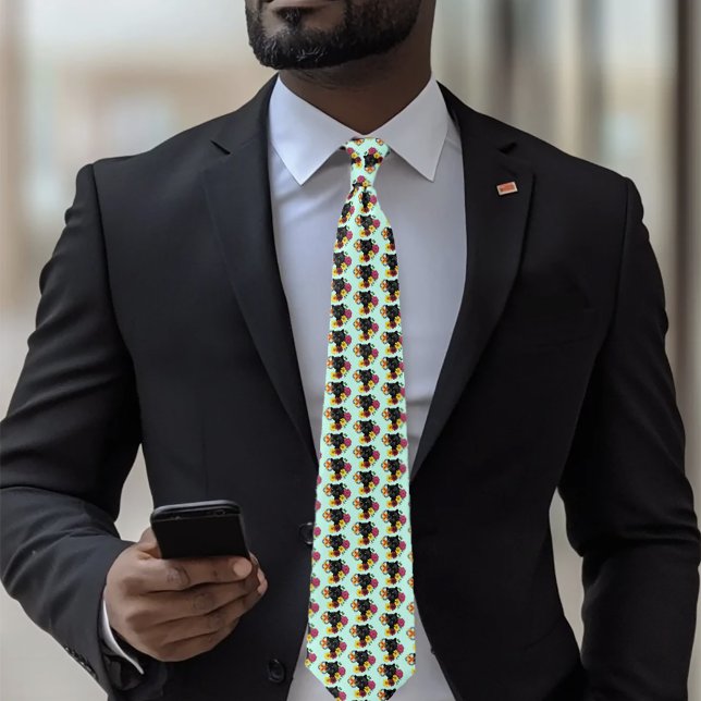 Cravate Fleurs de Portrait Jaguar Noir (Créateur téléchargé)