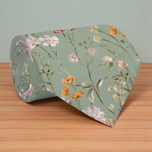 Cravate Fleurs du jardin Fleur sauvage vert Pré de printem