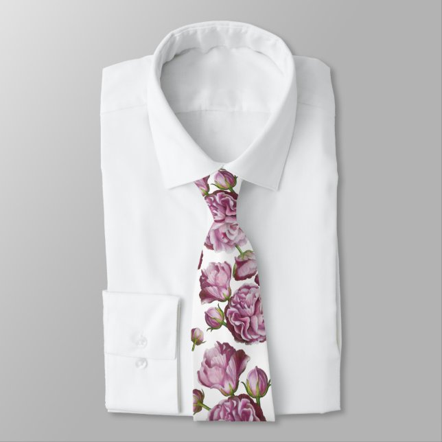 Cravate Fleurs du jardin Rose Camellia (Attaché)