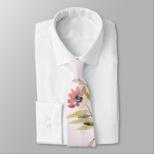 Cravate Fleurs et feuilles aquarelles vintage